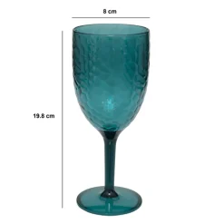 Verre à vin martelé, Bleu pétrole