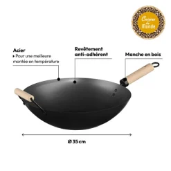 Wok en acier, 35 cm